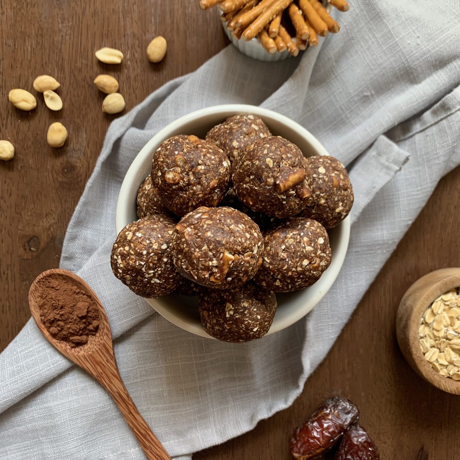 Healthy Chocolate Peanut Butter Crunch Energy Balls